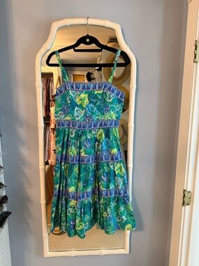 Lilly Pulitzer Green & Blue Tropical Print Mini Dress size 8